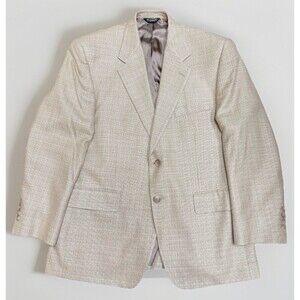 Ralph Lauren Chaps 100% Silk Blazer 40S Brown/Gold 2 Button